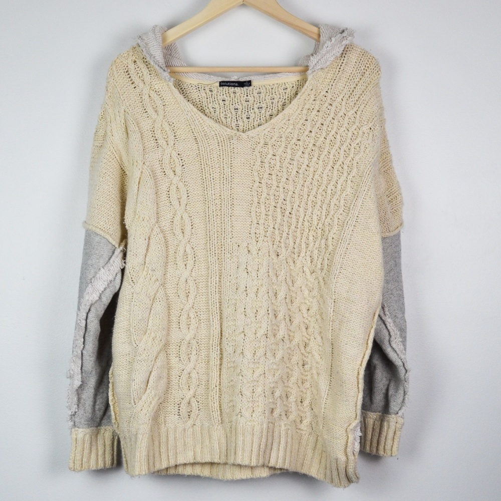 Hooded Large/Multi Knit Sweater
